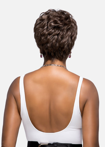 H209-V - 8" Layered Short Pixie Style w/ Loose Tape Curl & Tapered Back