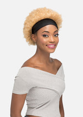 HB-DELLA - Short Afro Tight Curl w/ Black Stretchable Headband