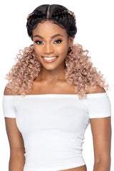 Tamela - 20" Braided Pigtail Style Layered Tight Curl & Invisible Center Part